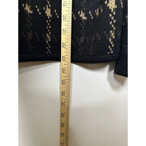 Crystal-Kobe Petites Brown Black Knit Button Up Sweater 90s Size Petite Large - Picture 5 of 9